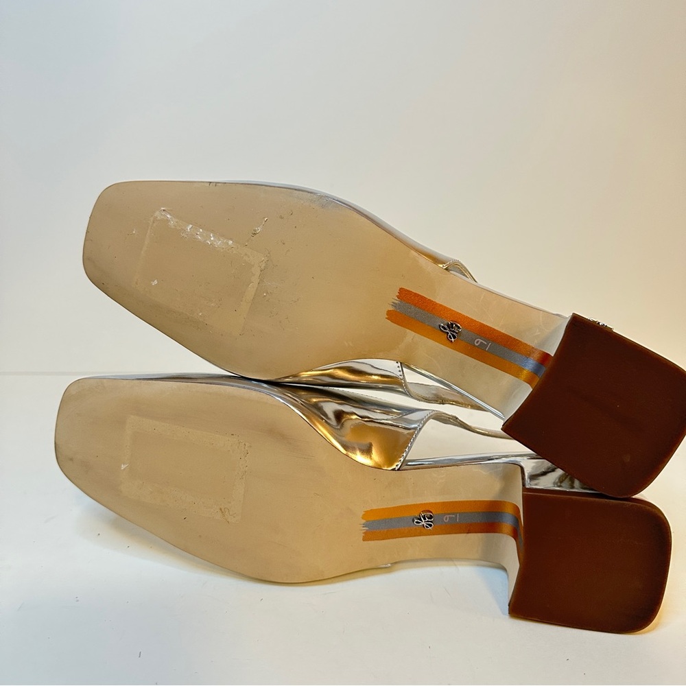 Sam Edelman Terra Silver Block Heel Womens Slingbacks, Sz 9 Great condition - Picture 9 of 15